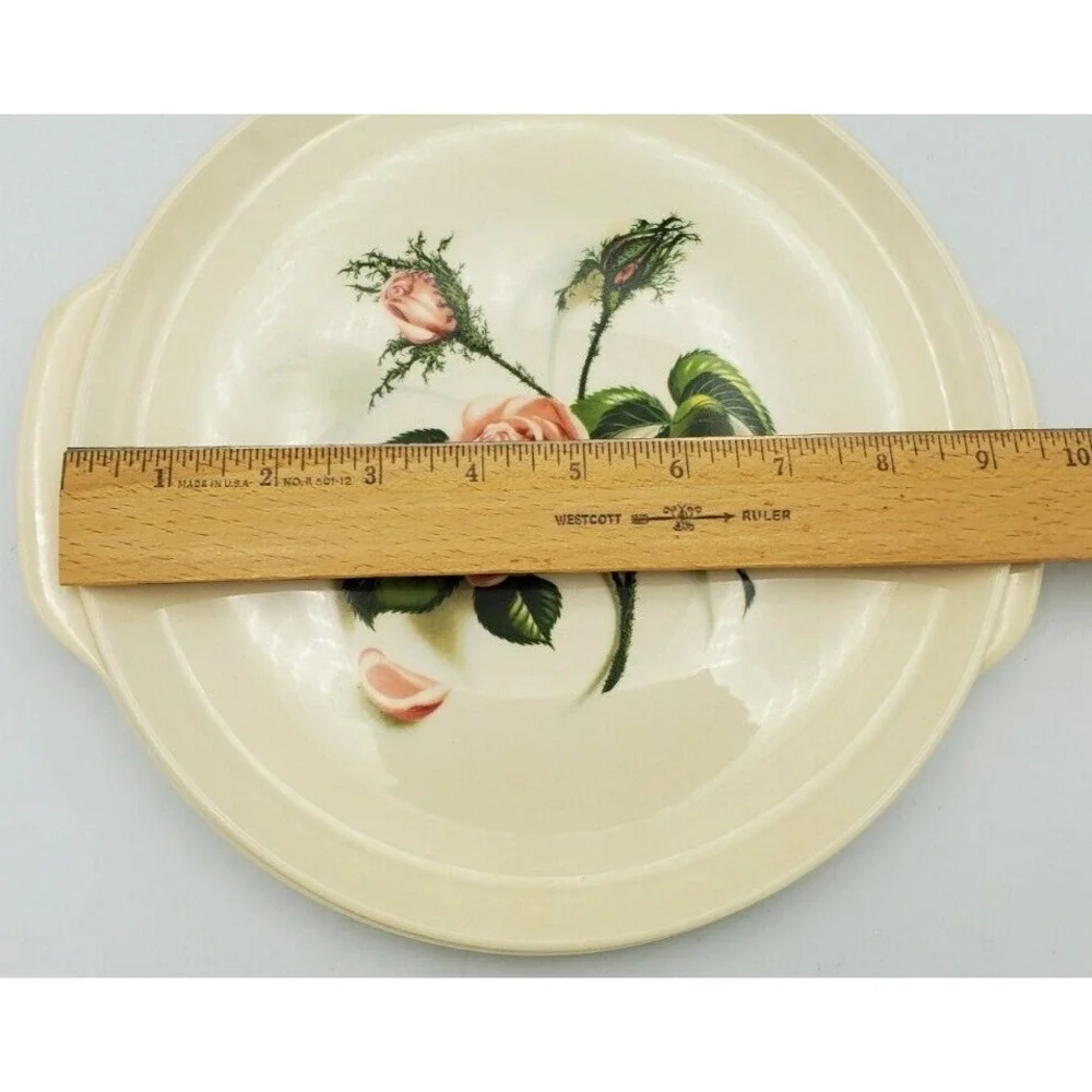 Universal Potteries 1950-59 Ballerina Pink Moss Rose Plate &‎ Round Platter USA